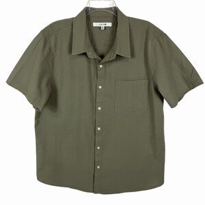 Joe’s Jeans Seersucker Cotton Olive Green Short Sleeve Button Shirt Men’s XXL